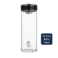希諾（HEENOOR）銀離子抗菌玻璃杯純鈦濾網(wǎng)單層大容量男女家用辦公泡茶杯便攜 XN-1812紫羅蘭550ML細長(cháng)款