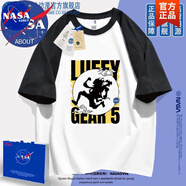 NASA ABOUT官方潮牌聯(lián)名動(dòng)漫潮牌尼卡路飛cos小眾衣服圓領(lǐng)短袖新款夏季男女T 白拼黑-N1126-尼卡路飛- XL (正版純棉)