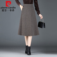 皮爾卡丹（pierre cardin）千鳥(niǎo)格毛呢半身裙2025新款秋冬小個(gè)子中年冬季女加厚冬裙子顯瘦 咖格子 (裙長(cháng)66cm) 2XL 腰圍2尺3