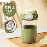NEWB咖啡杯泡茶玻璃杯水杯男女士學(xué)生高顏值耐高溫夏天便攜辦公室杯子 【更快到】花園綠480ml