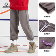 準者運動(dòng)抽繩收口蘿卜休閑寬松透氣美式衛褲男籃球束腳針織長(cháng)褲子男 石灰【抽繩款-直筒-常規款】   M