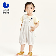minibala【水果造型女童背帶褲】迷你巴拉巴拉兒童寶寶綿軟舒適透氣褲子夏 灰白10808 120 cm