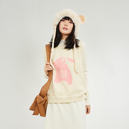 木果果木2023春季新款本命年紅色女裝時(shí)尚卡通兔子針織馬甲襯衫 白色-圓領(lǐng)馬甲 M/F