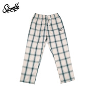 SLAMBLE春季新款黑白格子直筒衛褲男女潮流寬松百搭休閑運動(dòng)長(cháng)褲 綠卡其格子 2XL