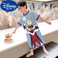 迪士尼（DISNEY）兒童連體睡衣男童女童春夏季薄款防踢短·袖連體衣奧特曼寶寶家居 奧特曼 125 /12碼建議身高115-125CM