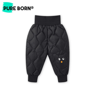 博睿恩兒童羽絨褲秋冬季男女?huà)胗變貉澴颖Ｅ瘜殞氉o肚褲6個(gè)月-4歲 熊貓黑 80
