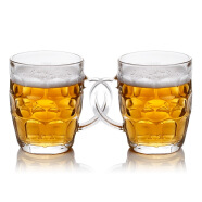 嘉鸿美居啤酒杯经典扎啤杯水晶杯创意啤酒杯果汁杯奶茶杯 500ML 2只装