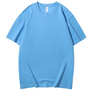 極軒（JIXUAN）純棉餐飲工作服短袖定制T恤 夏季燒烤火鍋店服務(wù)員工裝訂做印字 湖藍 XL