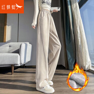 紅蜻蜓加絨褲子女休閑褲女2025年冬季新款女裝直筒運動(dòng)衛褲闊腿女士長(cháng)褲 奶茶色加絨-九分褲 L