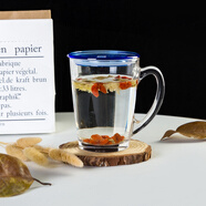 樂(lè )美雅玻璃無(wú)鉛耐熱防爆牛奶把杯吸管帶蓋杯茶杯水杯泡茶杯子微波爐適用 1個(gè)清晨鋼化把杯+蓋子320ml