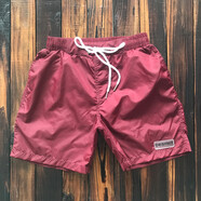 在禮沙灘褲男士夏季外穿高端寬松速干四分褲運動(dòng)休閑短褲帶內襯褲子 酒紅色 L