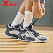 特步御風TD籃球鞋男鞋2024年冬季新款男子緩震實戰(zhàn)球鞋皮面舒適運動鞋 月石灰/木炭灰/素雅灰 40