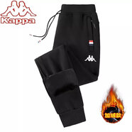 KAPPA卡帕（Kappa）背靠背休閑運(yùn)動(dòng)褲男夏季純棉寬松大碼百搭束腳衛(wèi)褲  黑色束腳 加絨 3XL 【建議150-165斤】