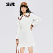 Semir森馬連衣裙女撞色娃娃領(lǐng)寬松秋冬季甜美女生長(zhǎng)袖衛(wèi)衣裙俏皮 米色3210 XS 150/76A/XS