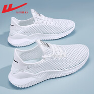 回力男鞋夏季透氣網(wǎng)鞋男軟底網(wǎng)面網(wǎng)眼休閑運動(dòng)鞋男薄款跑步鞋子男 白色 39