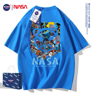 NASA GISS短袖t恤男純棉夏季潮流男裝圓領半袖男女學生情侶上衣寬松體恤衫 NS8099卡萊因藍 S 建議90-115斤