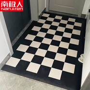 南極人（Nanjiren）免洗可擦入戶(hù)門(mén)地墊pu皮革耐臟定制裁剪進(jìn)門(mén)口防滑腳玄關(guān)家用毯vc 白黑大棋格(皮革不爆皮) 90*140(厘米)一擦及凈不用洗