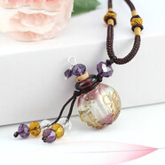 精油瓶項鏈 琉璃精油瓶項鏈 香水瓶吊墜 扁圓巴洛克項鏈 高貴紫