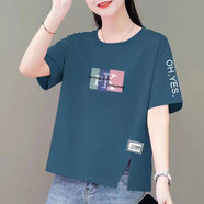 尚濤t恤女短袖寬松體恤顯瘦上衣2025夏季女裝新款韓版打底衫女 PK青藍色 2XL 建議120-130斤