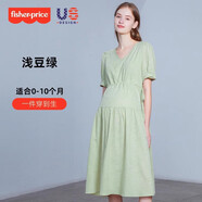 費雪（Fisher-Price）美國費雪孕婦連衣裙夏季新款裙子夏裝長(cháng)裙上衣孕婦裙女純棉孕婦裝 淺豆綠連衣裙-夏款 L【125-145斤適穿】