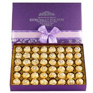 費列羅（FERRERO）巧克力520圣誕結婚慶女神節(jié)禮物實用送女士老婆年貨團購伴手禮品 費列羅48粒紫色禮盒 禮盒裝 600g