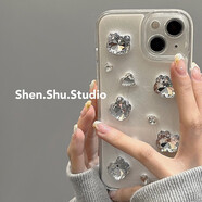 鑒百伊 閃鉆kitty貓適用蘋果15手機(jī)殼iphone14promax新款13滴膠12女款全包防摔 立體閃鉆kitty貓 iPhone 15