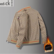 Edick輕奢品牌男裝秋冬歐洲站外套男白色夾克男休閑大碼冬季加絨棒球服 CK99咖色（冬季加絨款） M（建議90-105斤左右）