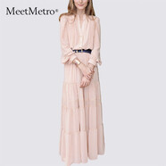 MeetMetro瑪依爾法式仙女連衣裙女2025春新款高端氣質(zhì)純欲風裙子禮服長裙 藕粉【現(xiàn)貨閃電發(fā)】 L