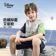迪士尼（DISNEY）童裝兒童男童短袖套裝抑菌涼感T恤中褲兩件套24夏DB421AA03藏140
