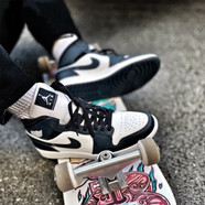 耐克（NIKE）Air Jordan aj1 mid男女鞋影子芝加哥黑紅腳趾熊貓籃球運動休閑鞋 554725-411女子黑曜石 38