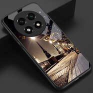 好機友  oppoA2Pro玻璃手機殼OPPO A2Pro保護套Por防摔a2p全包軟超薄情侶網(wǎng)紅 夜景+全屏膜+指環(huán)+掛繩