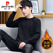 皮爾卡丹（pierre cardin）2024秋冬新款半高領(lǐng)毛衣男針織毛線(xiàn)衫內搭打底衫加絨加厚有領(lǐng)中領(lǐng) 258圓.領(lǐng)毛衣-黑色 加絨 L 110-130斤