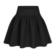 現寶蓮秋冬半身裙韓版高腰顯瘦打底短裙女百褶裙黑色太空棉蓬蓬裙潮 黑 XS