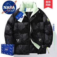 NASA LEAP官方男裝冬季棉服外套男士羽面包絨服棉衣加厚保暖冬裝棉襖男情侶 黑花灰 3XL(建議160-180斤)