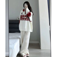 MZPLOI休閑時(shí)尚套裝少女秋季字母撞色美式復古刺繡小熊毛衣闊腿褲兩件套 兩件套刺繡毛衣+加絨#燈芯絨褲 S 秋天套裝女款/春秋套裝女/202