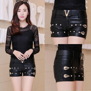 贏(yíng)鎮大碼腰pu皮短褲女黑色百搭直筒韓版秋冬外穿皮褲靴褲潮釘珠重工 黑色加絨送腰帶【鉆石】 S 收藏店鋪優(yōu)先發(fā)貨