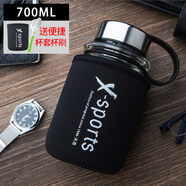 天喜（TIANXI）玻璃杯大容量透明水杯瓶帶蓋泡茶杯過(guò)濾男單層便攜杯子1000ml印字 升級款700ml+杯套+杯刷