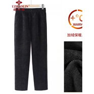 俞兆林（YUZHAOLIN）中老年女裝中老年人燈芯絨褲子女?huà)寢屝蓍e長(cháng)褲奶奶褲秋經(jīng)典款式 FM6736chd 黑色[款] 加絨 XL (建議85-100斤)