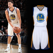 千格鹿nba勇士庫里球衣湖人東契奇籃球服套裝男款比賽校隊隊服定制團購 11號湯普森-勇士白色 L碼  （160-165CM 110-130斤）