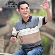 老爺車(chē)中年男士夏季冰絲爸爸短袖t恤男中老年人男裝衣服父親節實(shí)用禮物 55029045灰色（真口袋） L (175) 【建議135-145斤】