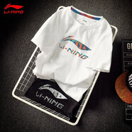 李寧（LI-NING）韋德丨冰感吸濕排汗圓領(lǐng)短袖T恤男25夏季舒適寬松運(yùn)動(dòng)上衣 843-1基礎(chǔ)白(棉質(zhì)) L (175)