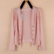 啄木鳥(niǎo)2025春夏季薄針織外套開(kāi)衫短款外披長(cháng)袖防曬衫空調衫外搭披肩時(shí)尚 皮粉色 4XL 建議135-150斤