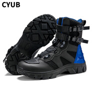 CYUB真皮騎行靴男女摩托防水越野拉力鞋機(jī)車裝備防風(fēng)雨 1128黑藍(lán) 按平時(shí)運(yùn)動(dòng)鞋碼拍 40