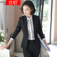 佳昭 職業(yè)裝女裝套裝小西裝女小西服外套氣質(zhì)修身大學生面試工作服 黑色西裝+西褲 L