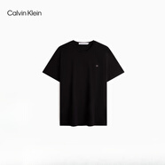 卡文克萊（Calvin Klein）Jeans夏季男裝休閑簡約ck字母刺繡純棉圓領(lǐng)短袖T恤J312240 099-黑色 M