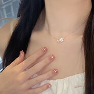 戴巖項鏈女高級簡(jiǎn)約鎖骨鏈設計感輕奢韓版小眾百搭精致甜美頸禮物飾品 櫻花水鉆項鏈