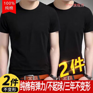 TPHC【兩件裝】純棉純白短袖:男女內搭t恤純色圓領(lǐng)半袖打底衫 【專(zhuān)柜25純棉】【純黑+純黑】 L 建議【120斤-135斤】