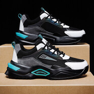 意彪男鞋秋季男士運動(dòng)鞋透氣老爹鞋戶(hù)外休閑旅游鞋秋款初中生高中學(xué)生大童跑步鞋春秋鞋子男生籃球鞋韓版潮流 QD.FB2351 黑冰藍 40