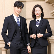 簡(jiǎn)蜓男女同款職業(yè)裝女裝套裝秋冬季西服商務(wù)正裝4S店保險銷(xiāo)售銀行工作 （女）單件黑色西裝 S