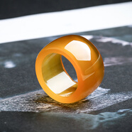 瑪瑙玉石男款扳指玉紅白綠黑黃草綠大拇指加寬戒指文玩指環(huán) 黃瑪瑙22-23mm